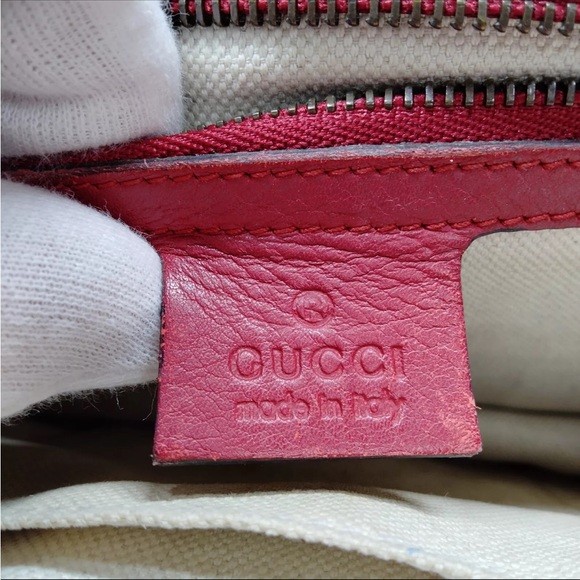 Authentic limited Edition GUCCI Red Leather Web Peony Eye Chain Shoulder Bag - Picture 5 of 17